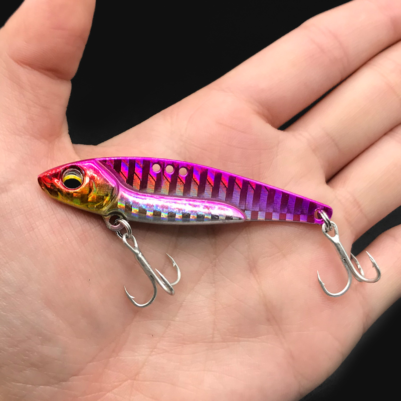 AIOUTE 2019 new arrival 6 color luminous Metal VIB Fishing Fishing Lures Crankbait vibration spoon Spinner sinks bait T191016