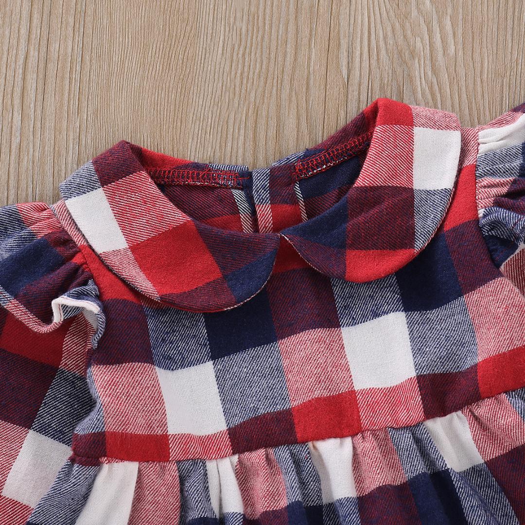 0-24M Newborn Infant Baby Girl Dress Long Sleeve Plaid Princess Party Dress Clothes