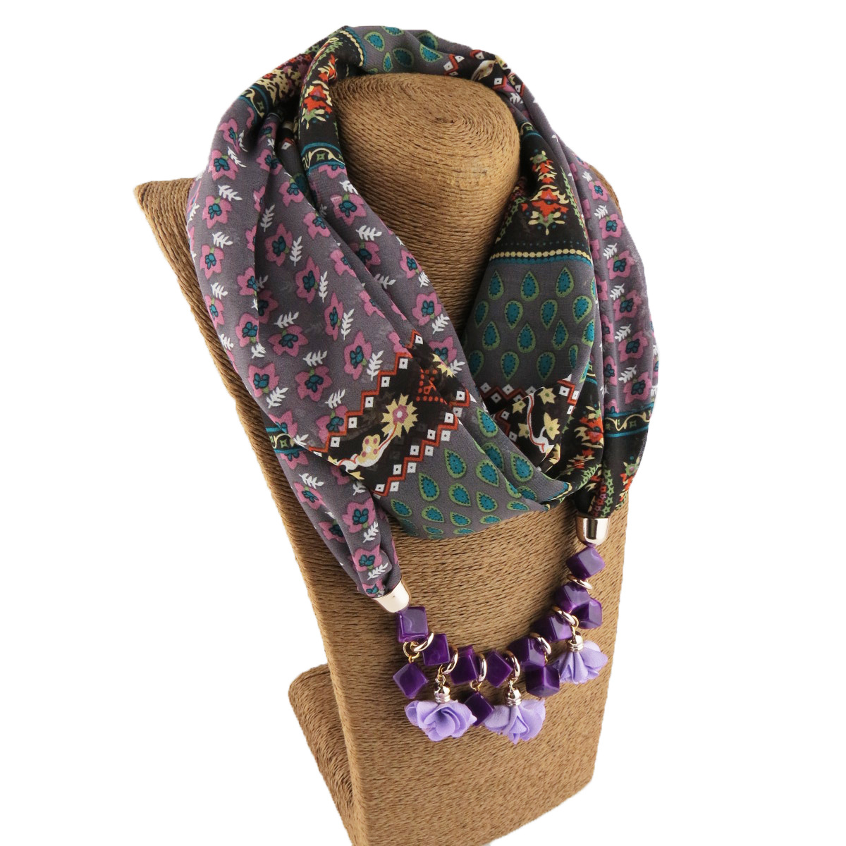 winter scarf Chiffon Scarf Bullet Pendant Charm Fashion Women Jewelry Scarf Necklace Shawls scarves Acessories 2020