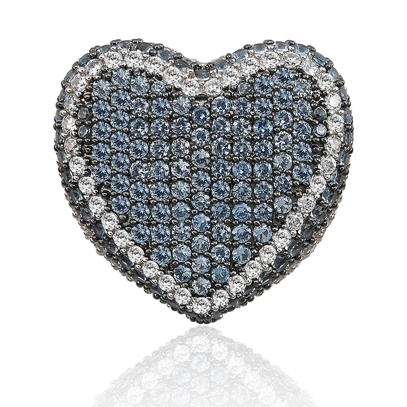 Elegant Unisex Love Heart Diamond Ring with Hip Hop Style - Great for Weddings & Holidays
