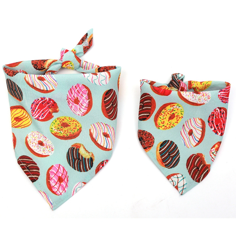 

Cat Dog Bandana Bibs Doughnut Printed Puppy Cat Scarf Dog Bib Neckerchief Saliva Towel For Small Medium Large Dogs, As pic