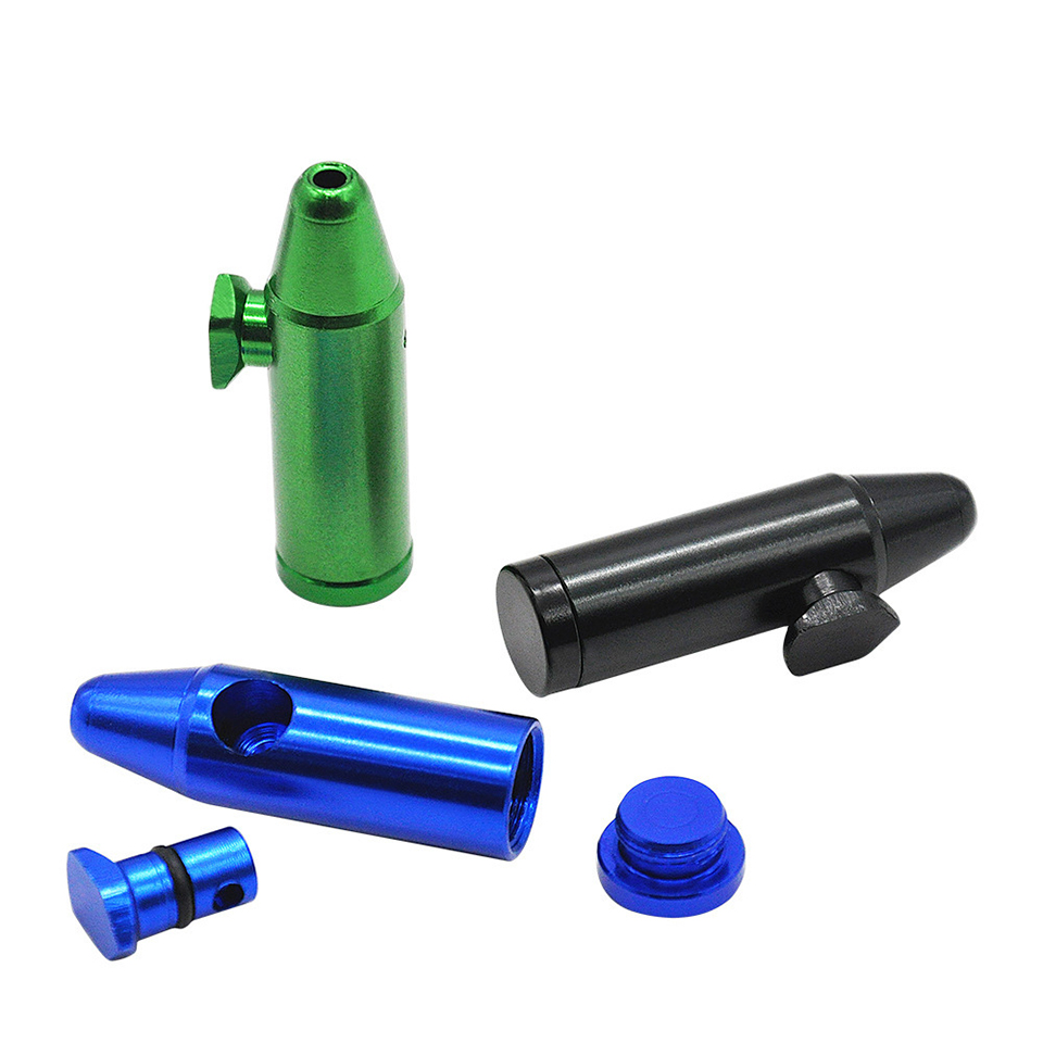 

Aluminum metal Bullet Rocket Shape Pipe Snuff Snorter Sniff Dispenser Nasal Smoking Sniffer Glass Bongs Endurable Tobacco Herb