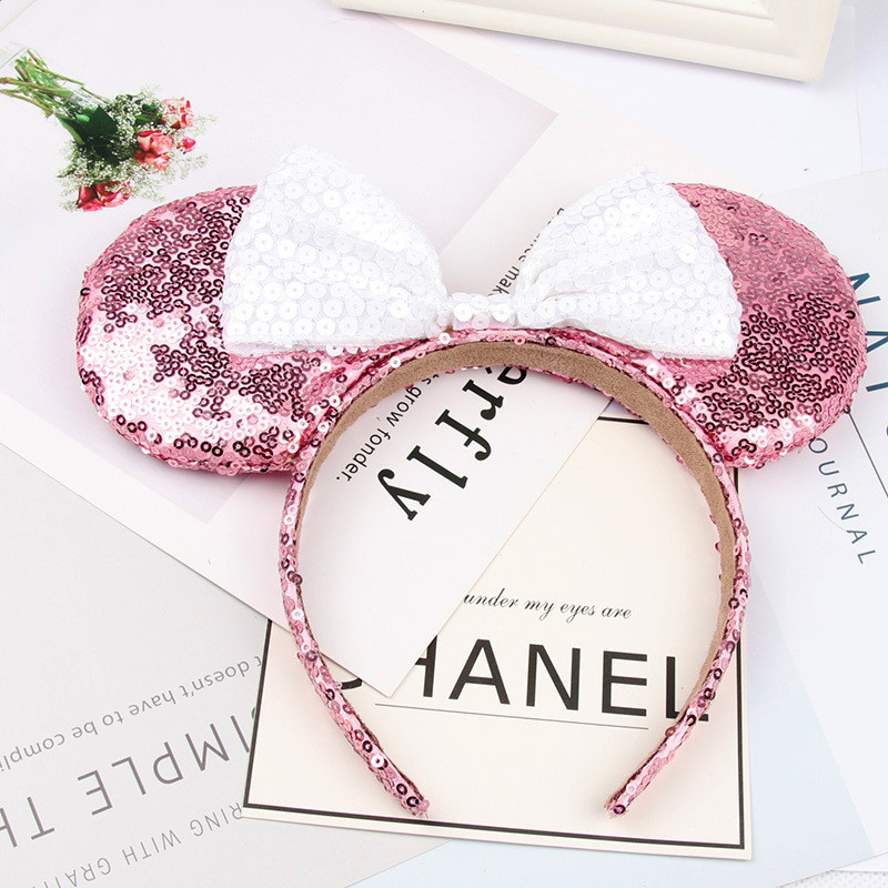 Christmas hair accessories headband high quality sequin bow head band M mouse ear headbands hairpin ship 6pcs