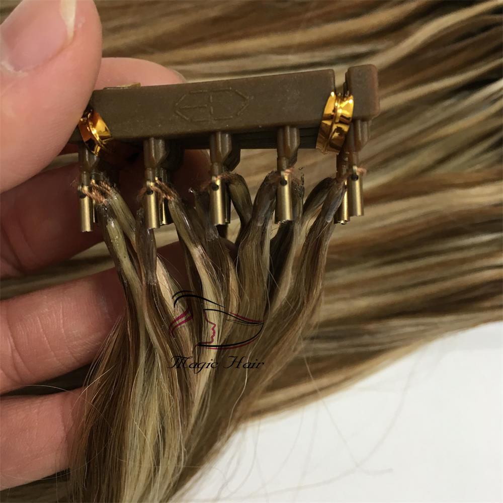 2019 New Products Hair Second Customized Color Available 6D Human Hair Extensions P6/613# Highlight 50grams/bag Can Be Styled With Iron