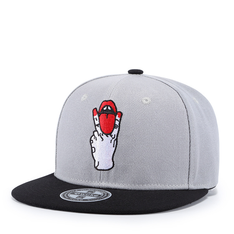 Fashion-Europe United States Cross-border Fashion Trend Cap Personality Punk Tongue Embroidery Men and Women Wild Flat Hat