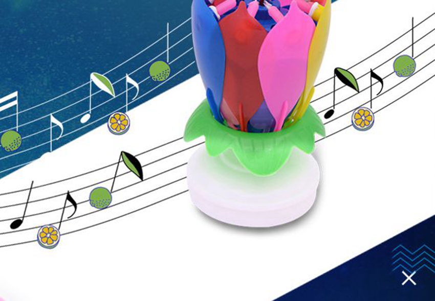 Musical Birthday Cake Candle Lotus Flower Floral Rotating candle Lotus Sparkling Flower Candles Cake Accessory Gift KKA79553151063