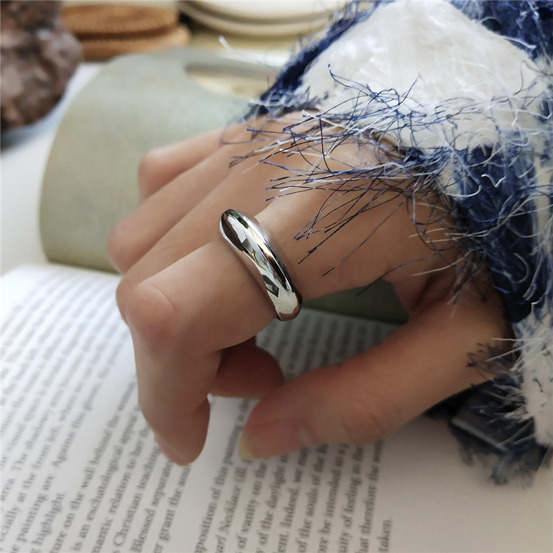 New Fashion Statement Rings For Women 100% 925 Sterling Silver Indented Concave and convex cambered Open Ring