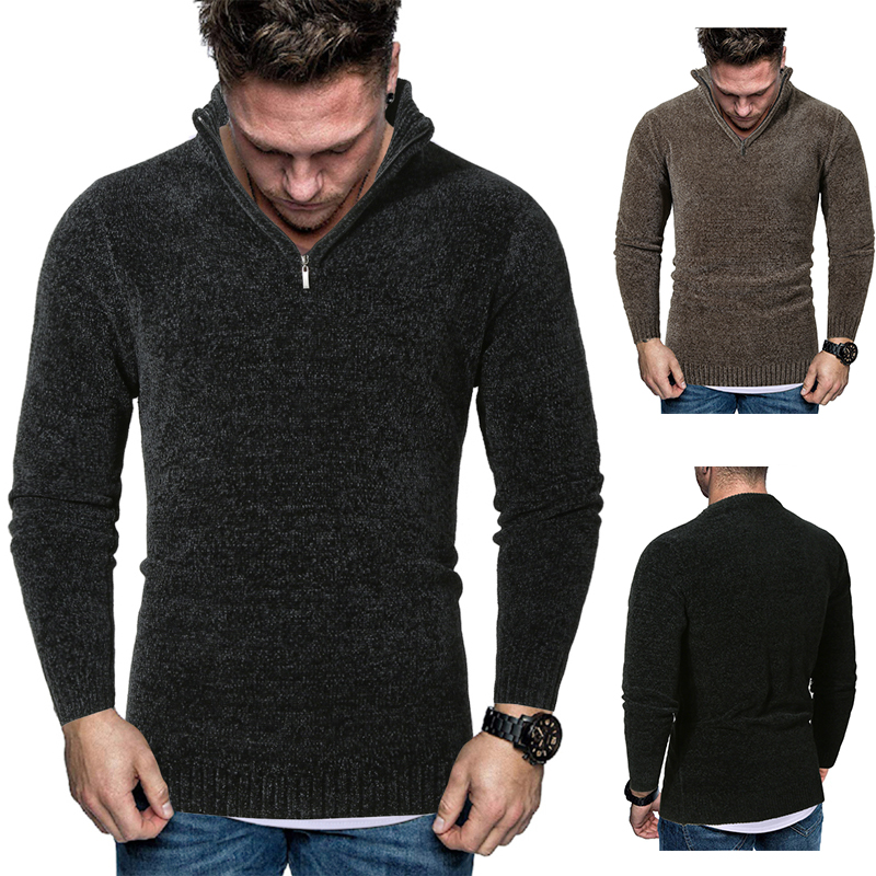 MarKyi fashion winter mens pullover v neck sweater new brand men stand collar zipper knitted sweater, Black
MarKyi fashion winter mens pullover v neck sweater new brand men stand collar zipper knitted sweater, Black