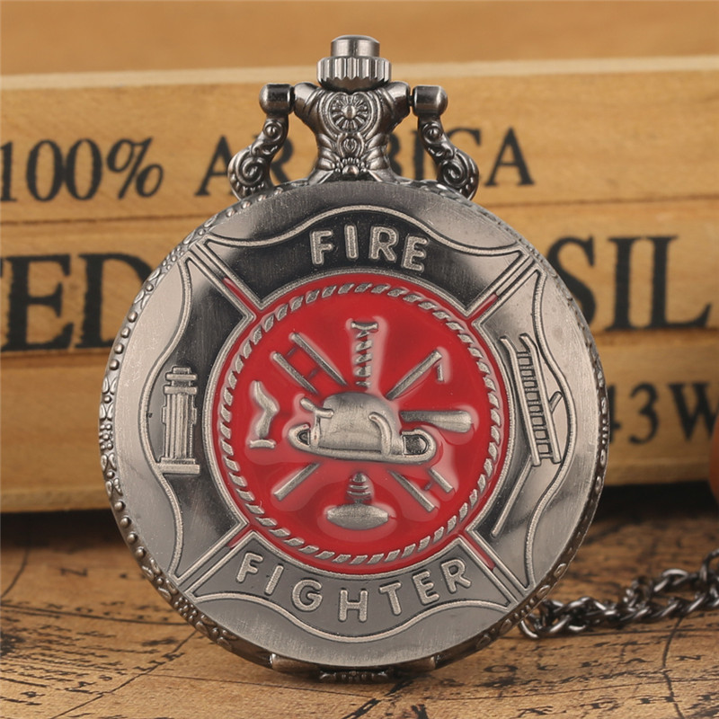 Gray Red Fire Fighter Symbol Carving Pocket Watch Steampunk Firefighter Cover Quartz Watches Fireman Pendant Necklace Chain
Gray Red Fire Fighter Symbol Carving Pocket Watch Steampunk Firefighter Cover Quartz Watches Fireman Pendant Necklace Chain