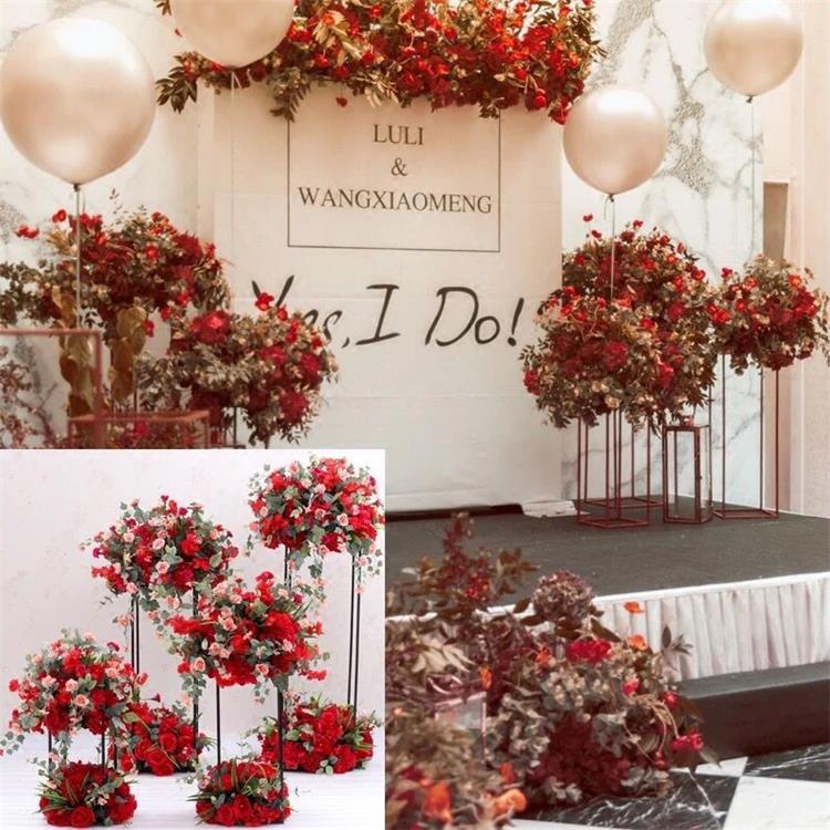 DIY Flower Wedding Centerpieces stage backdrops aisle walkway Floor Vases Flowers Vase Metal Pillar Road Lead photo prop metal Rack vases