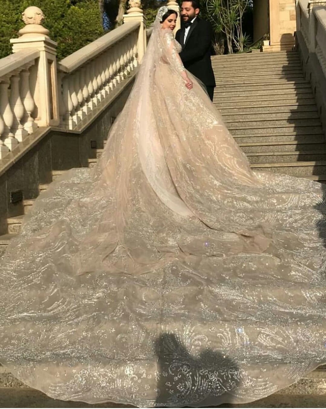 dubai crystals dresses plus size beaded chapel train vestido de novia arabic bridal wedding dress