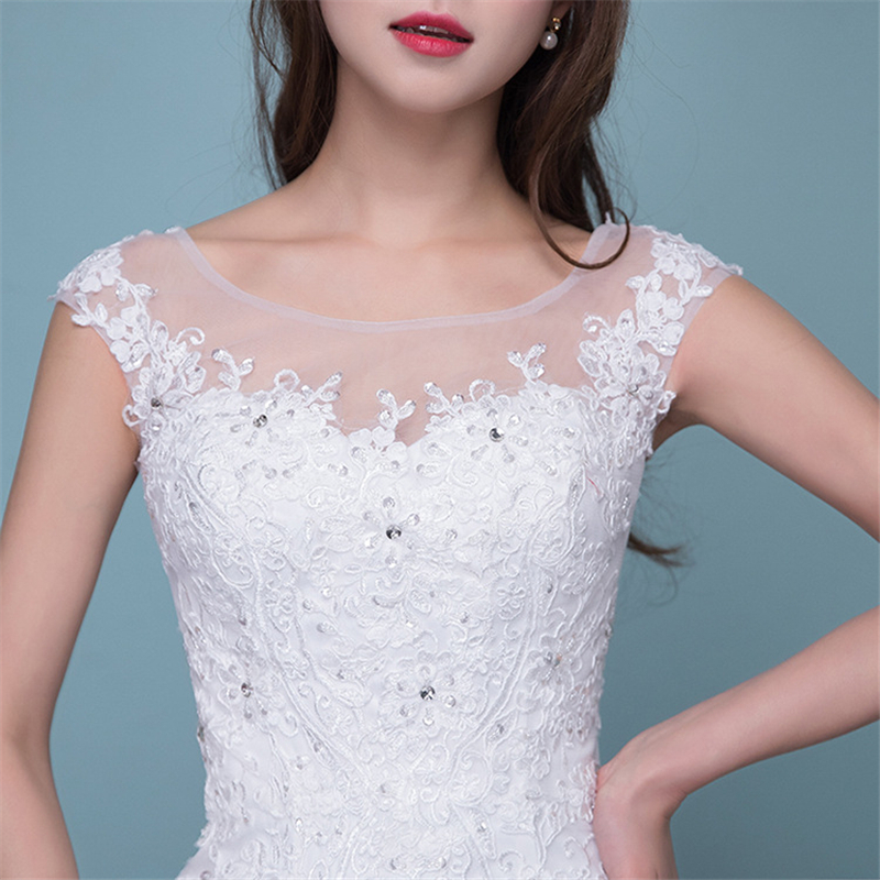 Illusion Sexy Mermaid Train Wedding Dress 2020 New Style Korean Lace Appliques Sequined Fishtail Bride Princess estidos de noiva