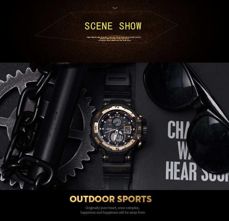 Casual Watch Men Waterproof montre homme Men's Writswatch LED Digital Watches Men Clock Led reloj hombre 1376 Big Sport Watches LY191213
