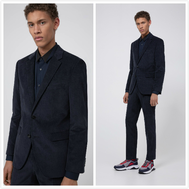 New Fashion Navy Young Groom Wedding Tuxedos Men Groom Suits Notched Lapel Two Button Prom Party Blazer Jacket (Jacket+Pants)