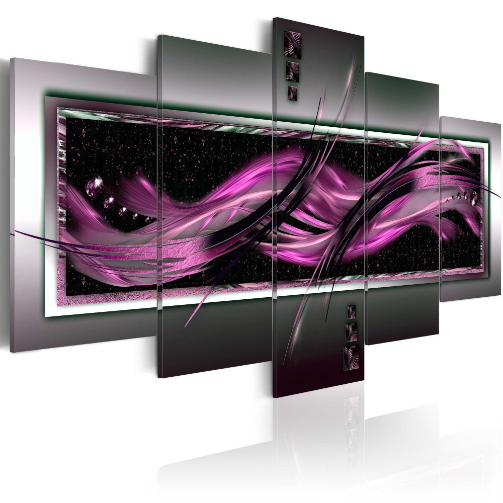 Fashion Wall Art Canvas Painting 5 Pieces Brown Green Purple Abstract Luminous Lines Modern Home Decoration,Choose Color And Size No Frame
