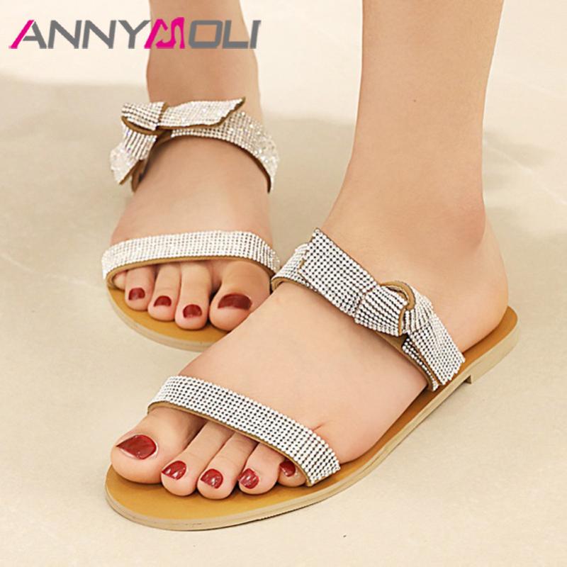 ANNYMOLI Woman Slippers Crystal Flat Shoes Fashion Beach Slides Casual Open Toe Female Sandals Summer Black Khaki Big Size 34-43
ANNYMOLI Woman Slippers Crystal Flat Shoes Fashion Beach Slides Casual Open Toe Female Sandals Summer Black Khaki Big Size 34-43