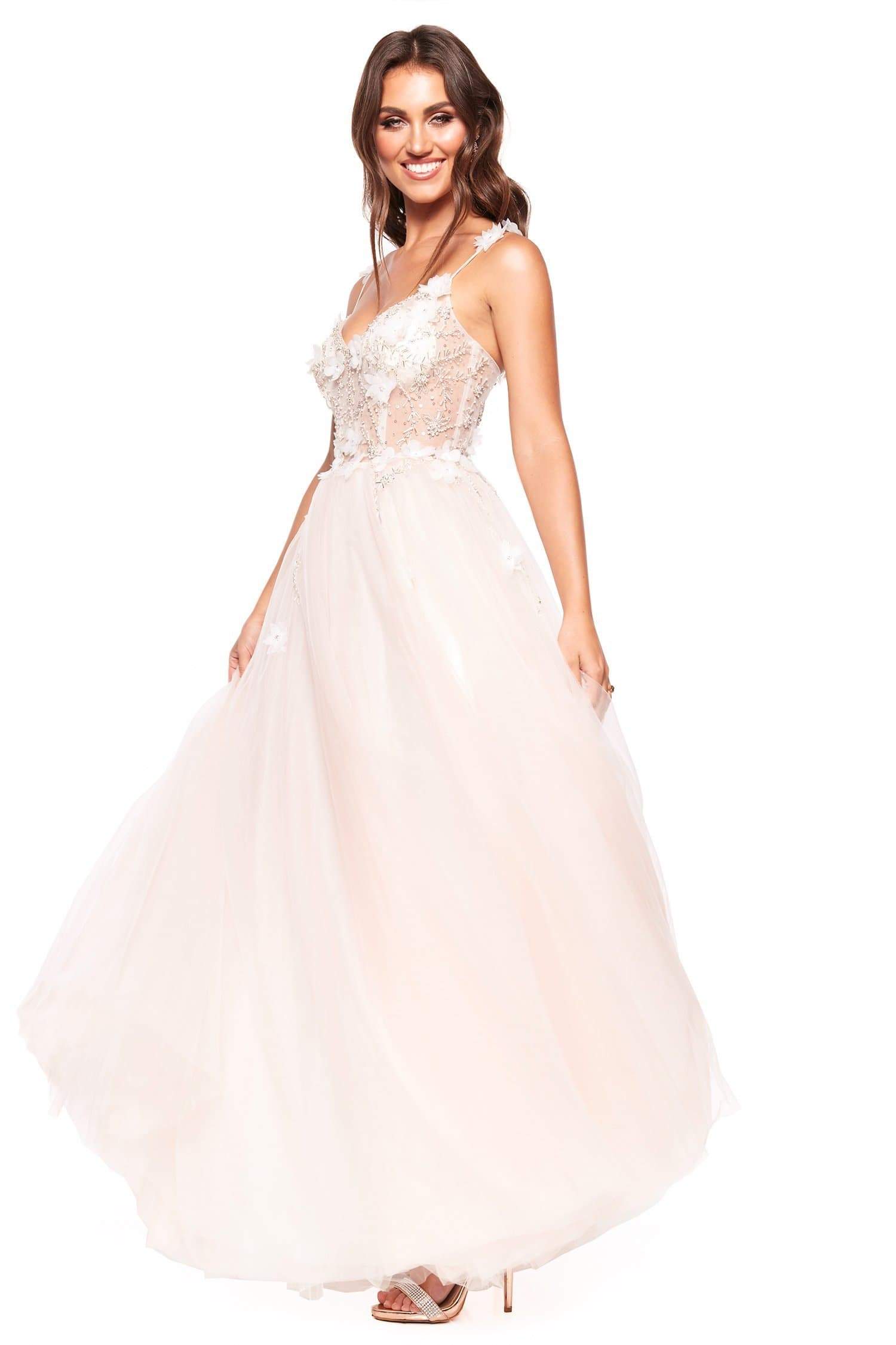 Newest A Line Rita Vinieris Bohemian Dresses Spaghetti Sleeveless Tulle Lace Crystal Pearls Wedding Gowns Floor Length robe de mariée