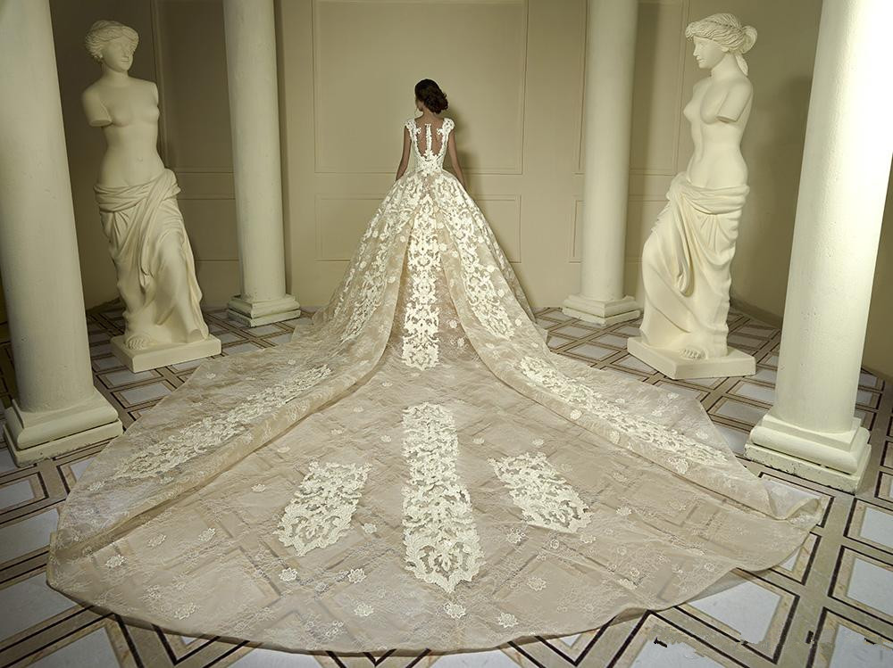 Gown New Ball Dresses Beading Crystal Sheer V Neck Plus Size Lace Appliqued Bridal Gowns Wedding Dress S