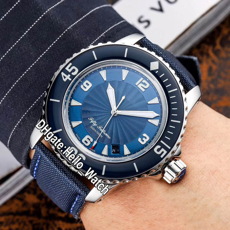 2020 New Fifty Fathoms Automatique 5015D-1140-52B Miyota 821A Automatic Mens Watch Blue Geneva Grain Dial Blue Nylon/Leather Strap Watches, Custom waterproof service
2020 New Fifty Fathoms Automatique 5015D-1140-52B Miyota 821A Automatic Mens Watch Blue Geneva Grain Dial Blue Nylon/Leather Strap Watches, Custom waterproof service