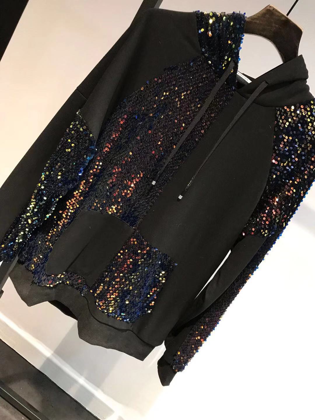 Fashion-New 2018 Black Blingbling Sequins Hoodies For Womens And Mens Designer Long Sleeves Sweatshirts With Hooded 827155, As shown
Fashion-New 2018 Black Blingbling Sequins Hoodies For Womens And Mens Designer Long Sleeves Sweatshirts With Hooded 827155, As shown