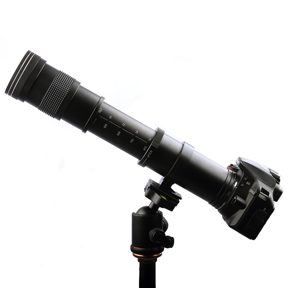 420800mm F8316 Super Telepo Lens Manual Zoom Lens T2 Adaper Ring for Canon 5D 6D 7D 60D 77D 80D 550D 650D 750D DSLR Camer
