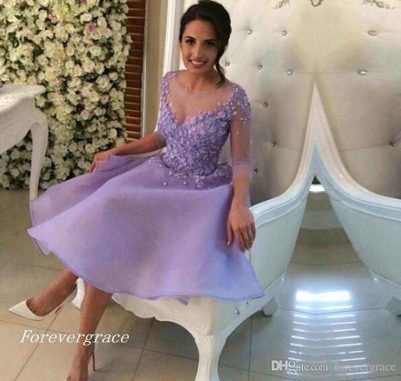 2019 Cheap Short Three Quarter Sleeve Cocktail Dress Fashion With Appliques Club Wear Homecoming Party Dress Plus Size Custom Make