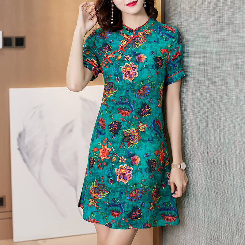 Real Silk Dress for Women Print Floral Summer Dresses Fashion Mini Dress Elegant Vintage Party Vestido Mujer P9373 YY2524, Green
Real Silk Dress for Women Print Floral Summer Dresses Fashion Mini Dress Elegant Vintage Party Vestido Mujer P9373 YY2524, Green