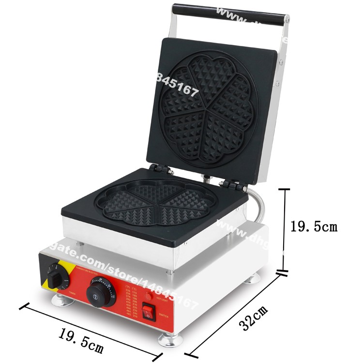 Free Shipping Commercial Use Non-stick 110v 220v Electric Love Heart Shaped Waffle Machine Iron Baker Maker