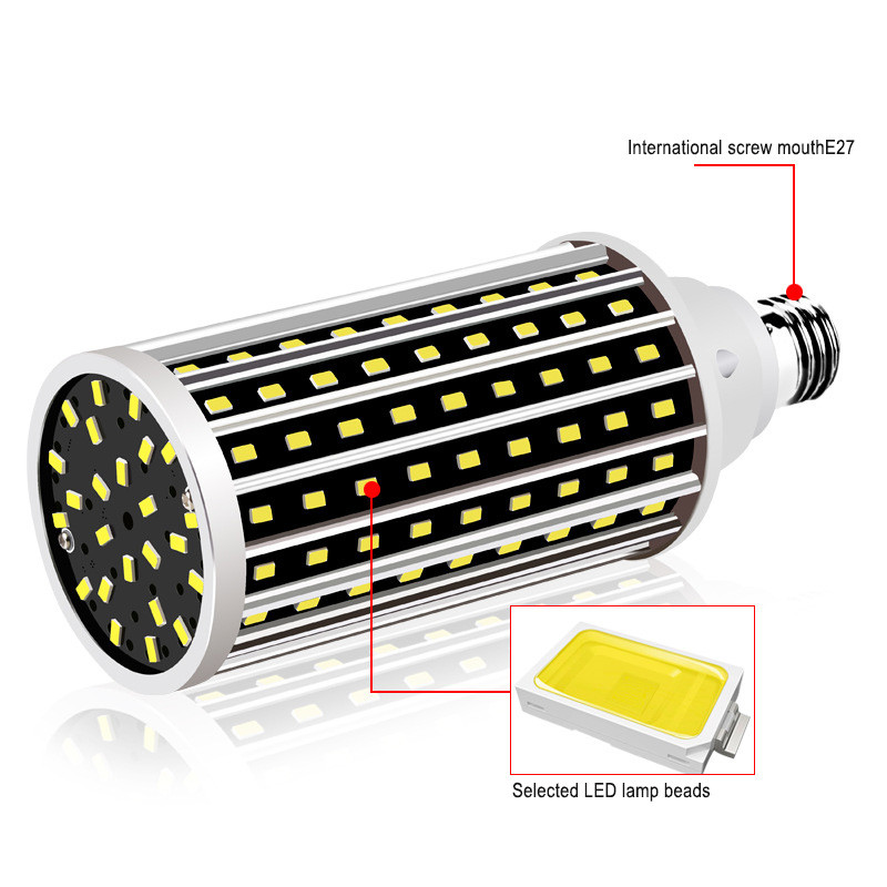 Fan Cooling LED Corn Light Bulb AC100-277V E27 50W 2835 Without Lamp Cover for Indoor Home Decoration Droplight Street Spotlight LED011