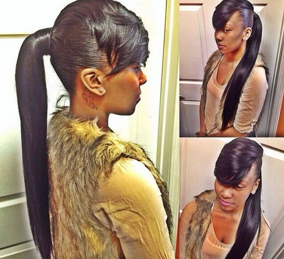 Cute straight ponytail new black women ponytail hairstyle wraps sleek silky straight ponytail hairpiece 140g 22inch 100 human hair