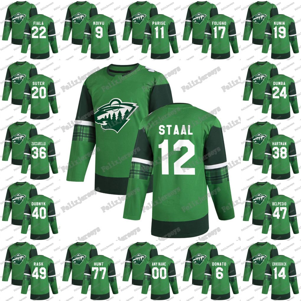 12 Eric Staal Green 2020 St. Patrick's Day Minnesota Wild Mats Zuccarello Zach Parise Ryan Suter Ryan Hartman Kevin Fiala Brad Hunt Soucy, 36 mats zuccarello
12 Eric Staal Green 2020 St. Patrick's Day Minnesota Wild Mats Zuccarello Zach Parise Ryan Suter Ryan Hartman Kevin Fiala Brad Hunt Soucy, 36 mats zuccarello