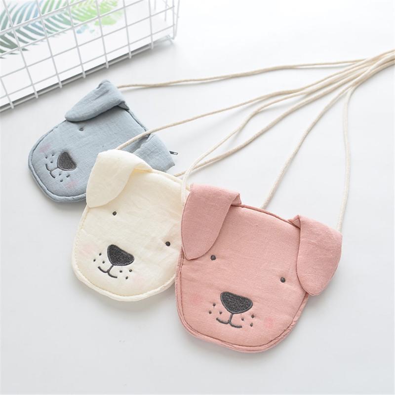 Children Girl Kids Coin Purse Bag Hobos Mini Small Cute Cotton Fabric Cartoon Dog Animal Korean Accessories Wholesale Gift