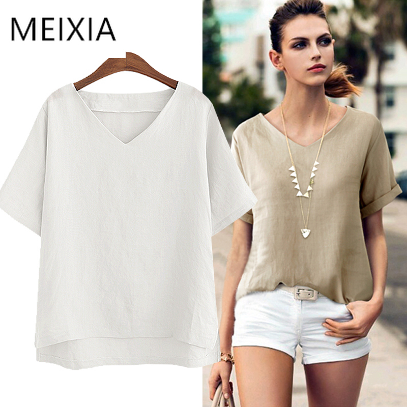 MEIXIA Summer top Women t Shirt Casual Linen Breathable Shirt Solid Tops clothes V-Neck Casual Cotton Polyester Light tshirt, Khaki
MEIXIA Summer top Women t Shirt Casual Linen Breathable Shirt Solid Tops clothes V-Neck Casual Cotton Polyester Light tshirt, Khaki