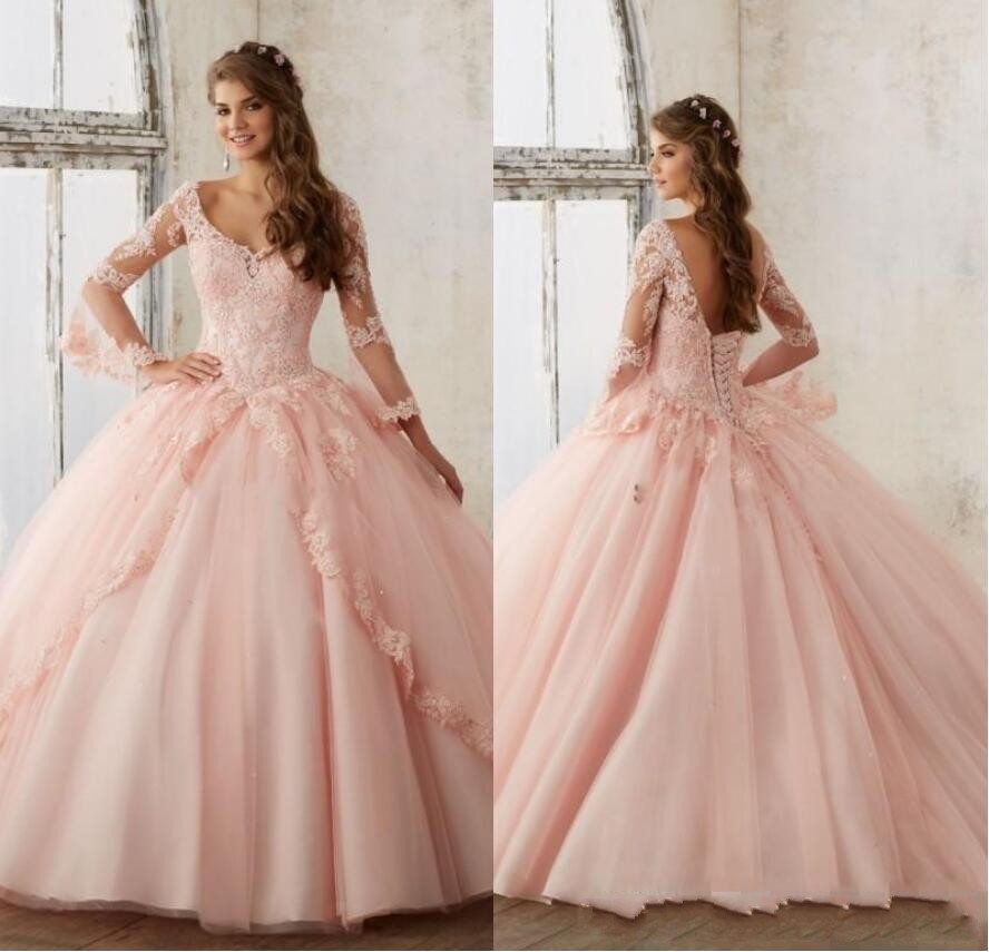 Baby Pink Blue Quinceanera Dresses 2019 Lace Long Sleeve V-Neck Masquerade Ball Dresses Sweet Princess Pageant Dress For Girls Cheap M5002, Ivory
Baby Pink Blue Quinceanera Dresses 2019 Lace Long Sleeve V-Neck Masquerade Ball Dresses Sweet Princess Pageant Dress For Girls Cheap M5002, Ivory