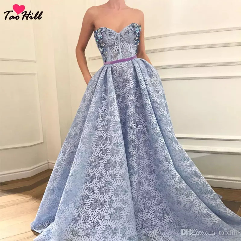 Zuhair Murad Evening Dresses Sweetheart Lace Appliques Crystal Beaded Belt Elegant Prom Dress Custom Made Plus Size Formal Party Gowns