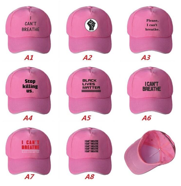 US STOCK !Hot I Can't Breathe Hat Black Lives Matter Parade Caps Outdoor Summer Sunscreen Snapback I Cant Breath Caps Party Hats 6091