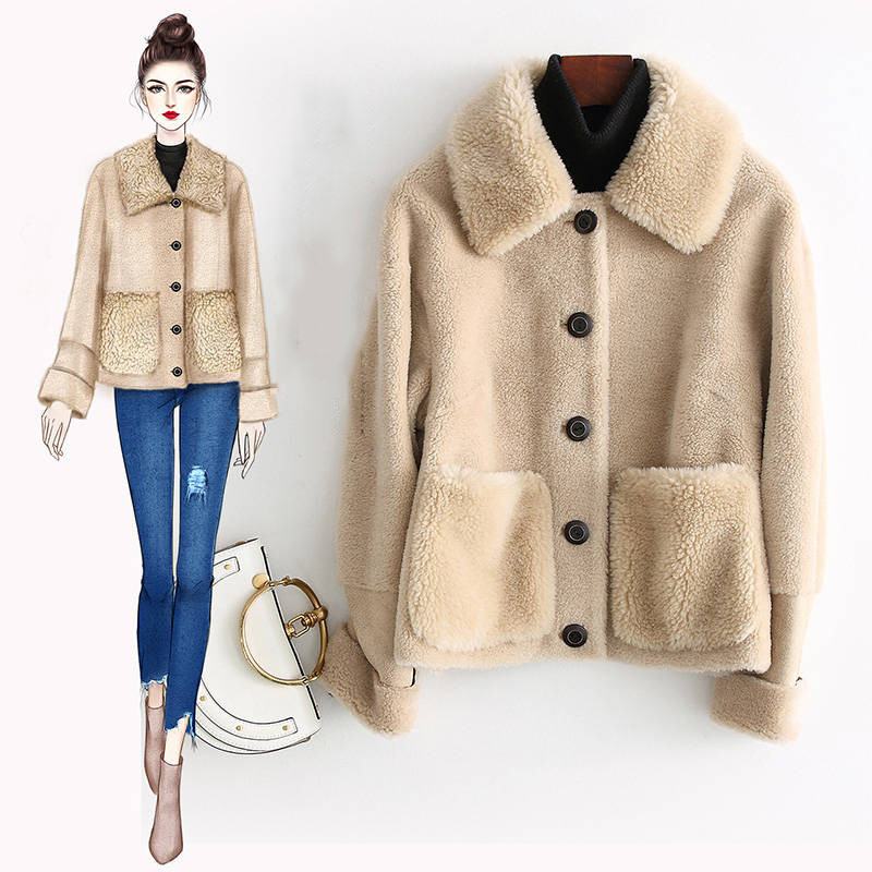 Women Real Sheep Shearing Flocking Lamb Fur Coat Female Genuine Wool Fur Coat Warm Suede Leather Liner Short Overcoat K314, As pic
Women Real Sheep Shearing Flocking Lamb Fur Coat Female Genuine Wool Fur Coat Warm Suede Leather Liner Short Overcoat K314, As pic