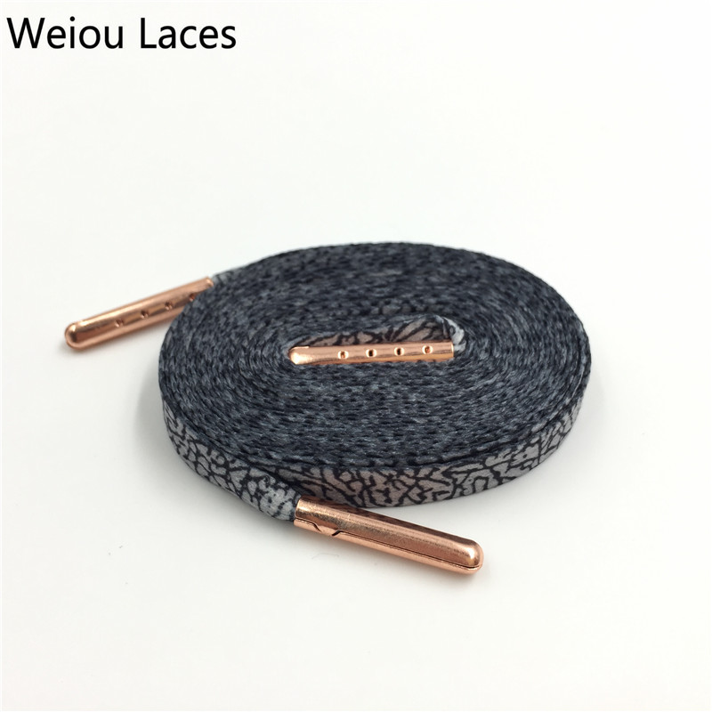 Weiou Galaxy Popular Elephant Printed Shoelaces Plain Flat Shoe Lace monolayer sublimated Ribbon Decor boot laces Strings grey black 120cm