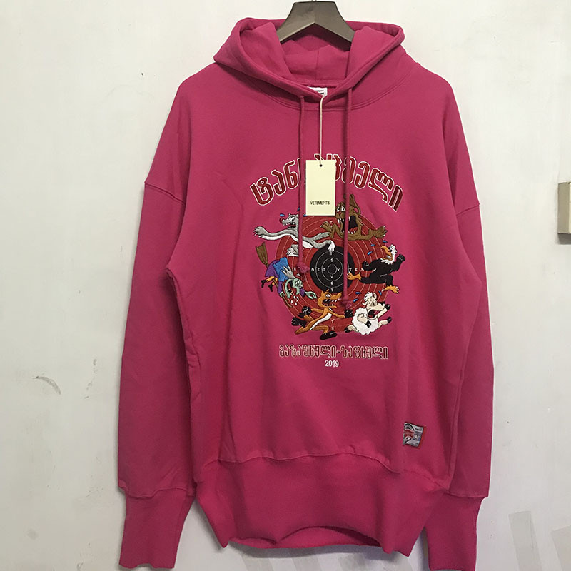 Oversize Embroidery Hoodies Women Men High Quality Black Gray Red Cartoon Fashion Sweatshirts Pullover