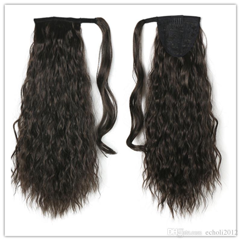 African american ponytail hairstyle wet wavy brazilian hair pony tail extension loose wave wraps pony tail human hair 120g