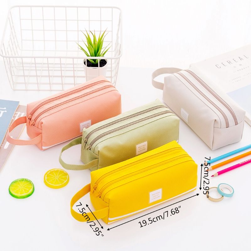 Creative Double Zipper Pencil Case Kawaii Pencilcase Large Capacity Pen Box For Girls Gifts Cute School Bag Stationery Supplies