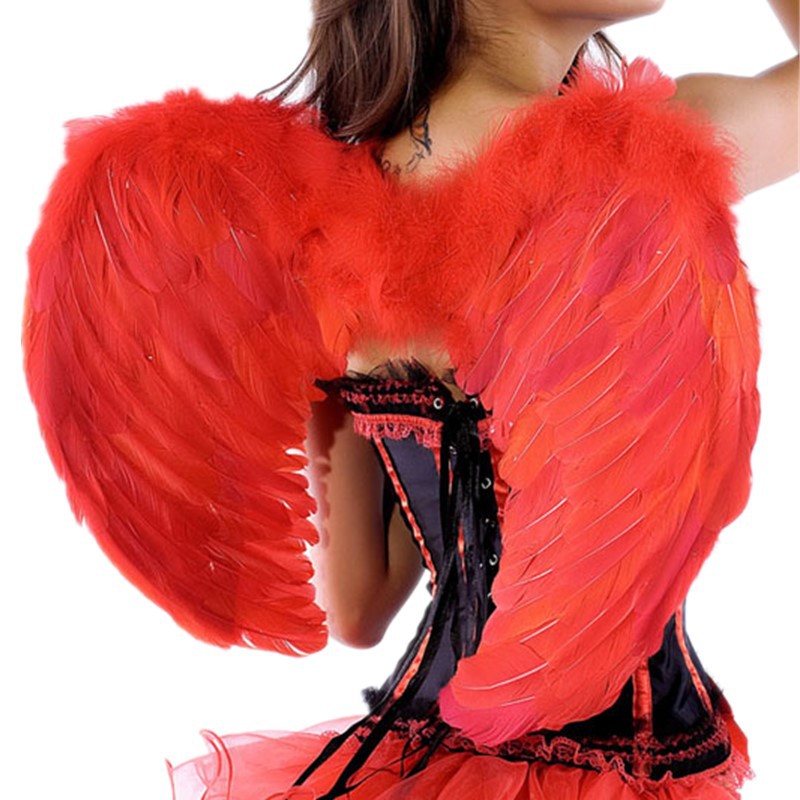 Halloween Party Cosplay Wedding Costume Props Mardi Gras Child Adult Unisex Feathers Angel Wings White Black Red Pink S-XXL Wholesale