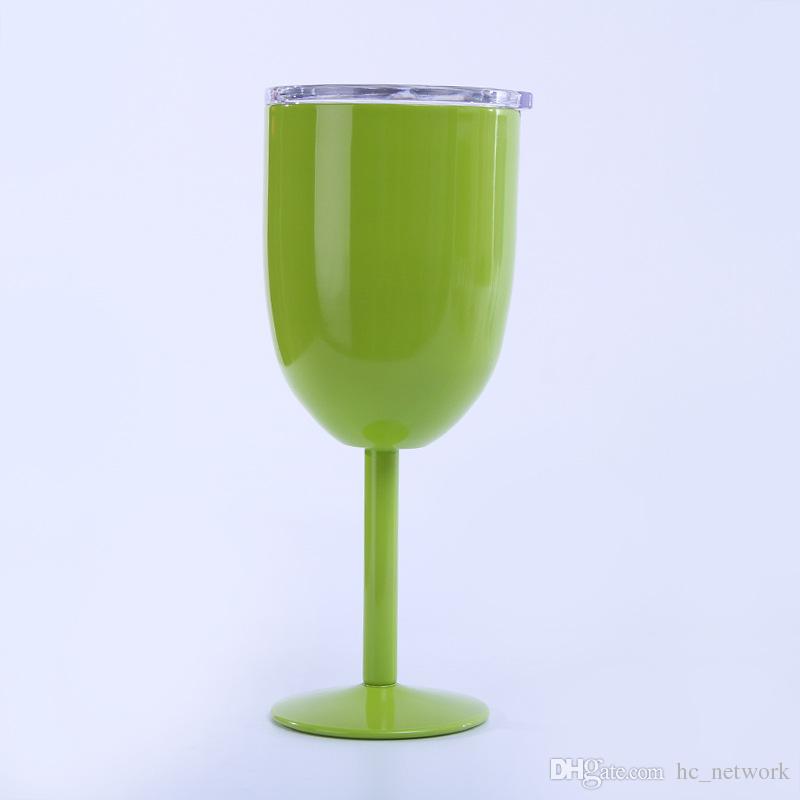 Colorful 10oz Goblet Tumbler With Lid Stianless Steel Wine Glasses Double Wall Insulated Travel Party Wine Mugs