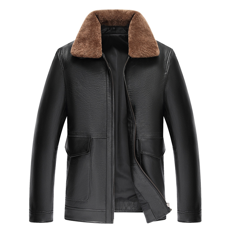 Jacket Genuine Men's Vintage Men Coat Lamb Fur Collar Cow Leather Jackets Jaqueta De Couro 29-9902 YY605, Black
Jacket Genuine Men's Vintage Men Coat Lamb Fur Collar Cow Leather Jackets Jaqueta De Couro 29-9902 YY605, Black