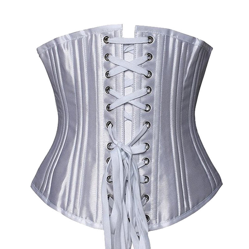 26 Double Boned Steel Bone Waist Trainer Body Shaper Satin Underbust Corset Women Slim Modeling Strap Belly Slimming Sheath Belt Black White