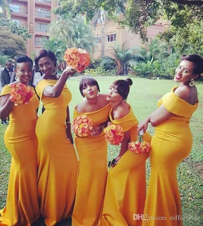 African 2017 Daffodil Chiffon Off The Shoulder Mermaid Bridesmaid Dresses Long Modest Wedding Party Guest Dress Custom Made
African 2017 Daffodil Chiffon Off The Shoulder Mermaid Bridesmaid Dresses Long Modest Wedding Party Guest Dress Custom Made