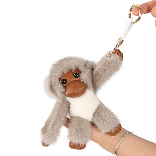 Good Quality Real Genuine Fur Monkey Keychain Toy Pompom Ball Bag Charm Pendant Gift