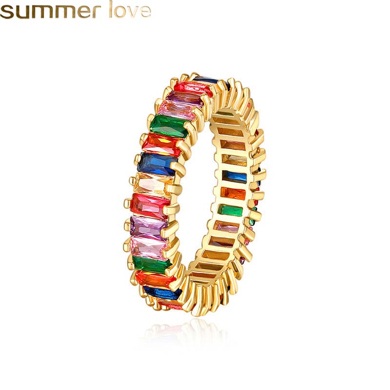 Rainbow CZ Square Engagement Ring For Women Girls Colorful Cubic Zirconia Band Rings Gold Filled Fashion Party Wedding Jewelry
Rainbow CZ Square Engagement Ring For Women Girls Colorful Cubic Zirconia Band Rings Gold Filled Fashion Party Wedding Jewelry