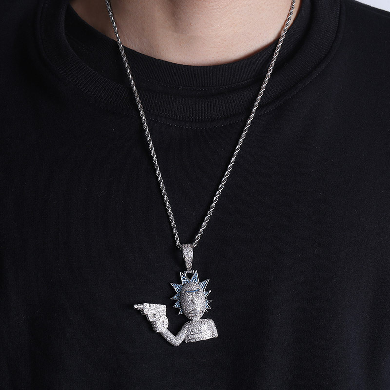 Hip Hop Character Pendant Necklace Men's Personalized Stainless Steel 18K Gold Plated Person Big Pendants Jewelry