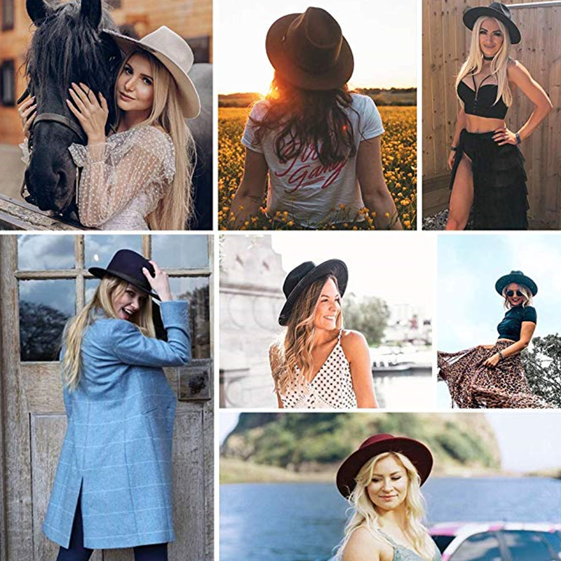FURTALK 100% Australia Wool Fedora Hat Women Men Hat Ladies Fedoras Wide Brim Jazz Felt Hat Vintage Autumn Winter Cap 2019 T200103